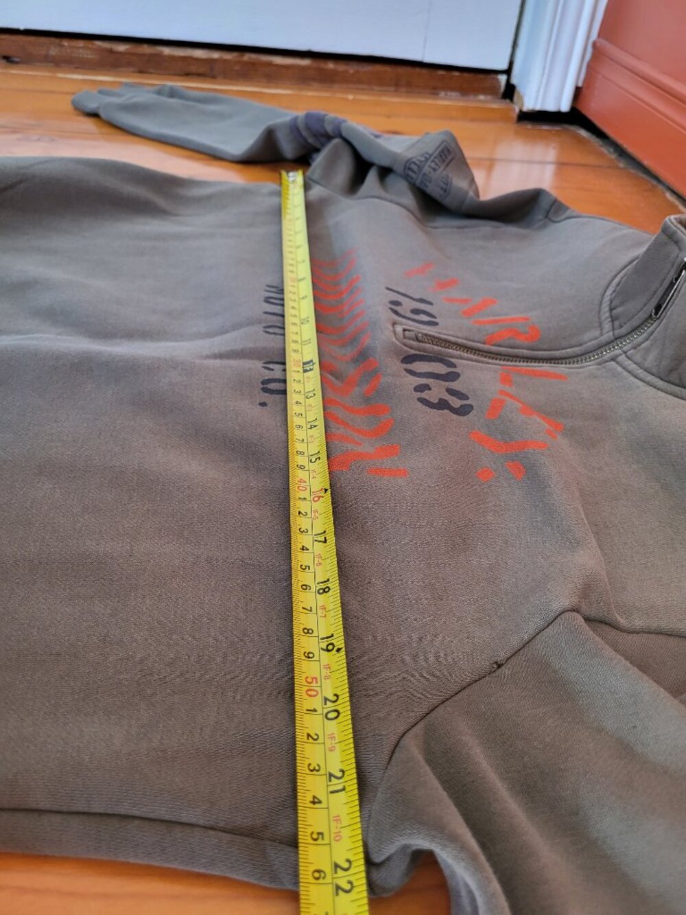 Harley Davidson Moto Co. Zip Sweatshirt Men’s Medium Army Green Y2K - Picture 9 of 11